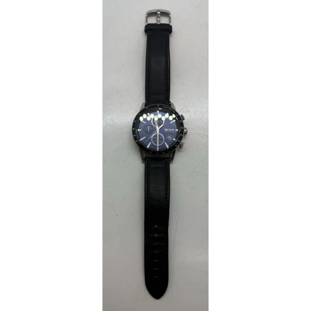 Hugo Boss Men's Watch Stainless Steel HB2841272912 Blue Multi Dial Face Leather